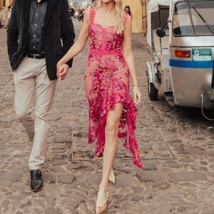 Bronx And Banco New Eva Midi Gown In Fuchsia Size M